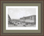 Колоннада Лувра в Париже. Литография в раме, 1861 год
