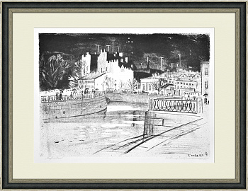 Москва, набережная Яузы. Авторская литография В.В. Ветрогонского Москва, набережная Яузы. Авторская литография В.В. Ветрогонского