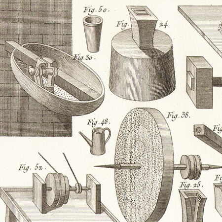 мастерская ножовщиков и их инструменты. старинные гравюры