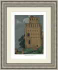 Пятницкая башня в Коломне. Гравюра Павлова в раме