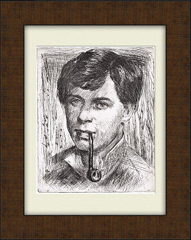 Портрет Сергея Есенина, офорт в раме