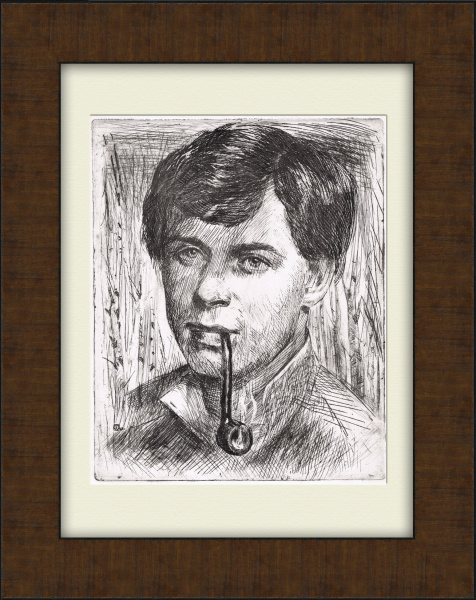 Портрет Сергея Есенина, офорт в раме