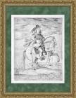 Король Владислав IV, конный портрет. Большая гравюра в раме