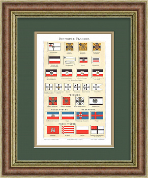 Флаги Германии, старинная хромолитография конца 19 века