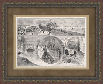 Наводнение в Европе. Старинная литография