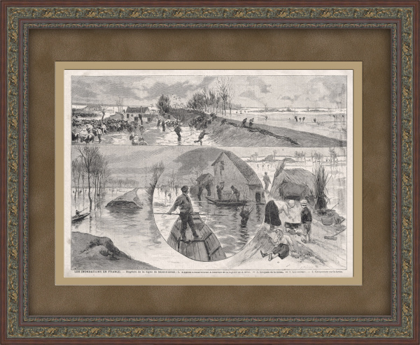 Наводнение в Европе. Старинная литография