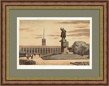 Финляндский вокзал, Санкт-Петербург. Авторская, винтажная гравюра