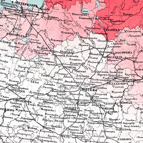 площадь казенных лесов в губерниях европейской россии. старинная карта