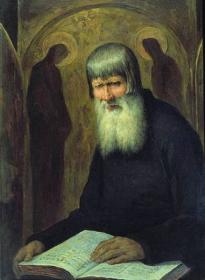Старообрядец, авторская антикварная гравюра М.П. Боткина