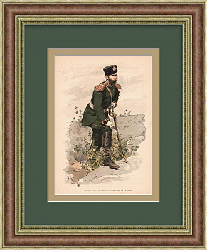 Офицер 1-й Лейб-гвардии Артиллерийской бригады. Старинная хромолитография