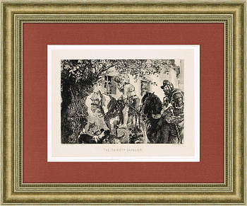 Рыцари в пути. Старинный офорт по картине А. Менцеля