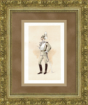 Лейб-гвардеец конного полка. Старинная литография в раме