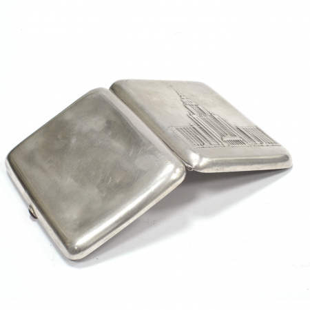 мгу, старинный портсигар. серебро 875 пробы