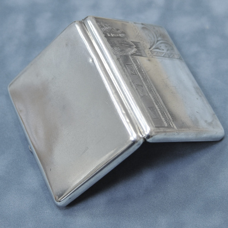 серебряный массивный портсигар "русский стиль"