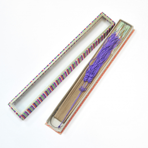 винтажный китайский веер "алая птица среди цветов"