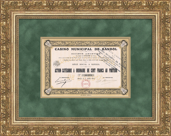 Акция французского казино города Бандоль, 1930 год Акция французского казино города Бандоль, 1930 год