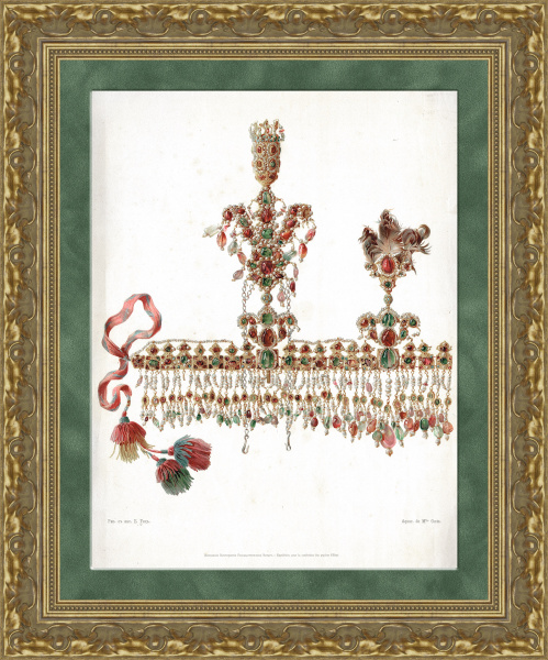 Торжественный головной убор, антикварная хромолитография
