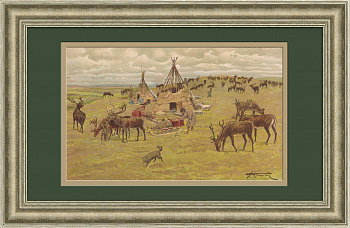 Западная Сибирь: жилища и быт хантов. Литография конца 19 века