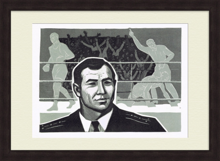 Бокс, В. Попенченко - чемпион Олимпийских игр 1964 г. Авторская гравюра