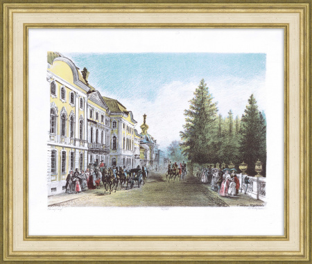 Петергоф, галантная сцена. Санкт-Петербург, хромолитография