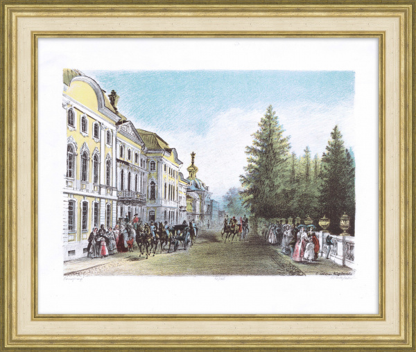 Петергоф, галантная сцена. Санкт-Петербург, хромолитография Петергоф, галантная сцена. Санкт-Петербург, хромолитография