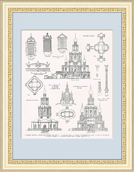 Церкви Москвы и области, архитектура. Винтажная иллюстрация Церкви Москвы и области, архитектура. Винтажная иллюстрация