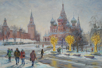 Зимняя прогулка у Красной площади. Авторская живопись