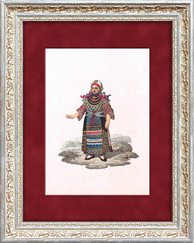 Финка в праздничном народном костюме, гравюра с ручной раскраской, 1816 г.