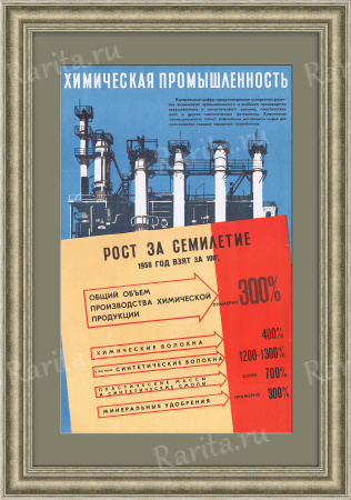 Химическая промышленность, советский плакат в раме