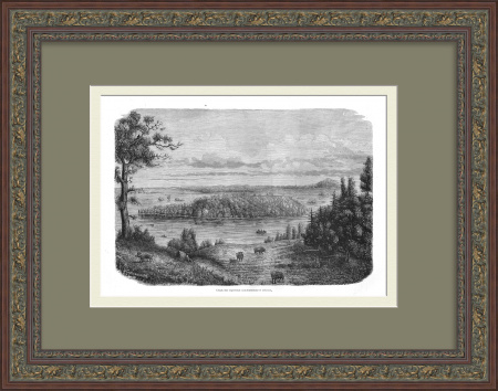 Река Ока во время каменного века. Редкая, старинная гравюра