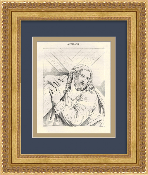 Иисус, несущий крест. Старинная гравюра Иисус, несущий крест. Старинная гравюра