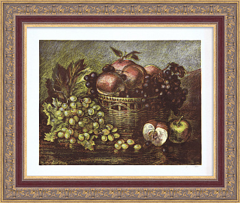 Натюрморт с фруктами. Авторская линогравюра с подписью Натюрморт с фруктами. Авторская линогравюра с подписью