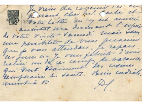 Пьер де Кубертен, письмо с автографом