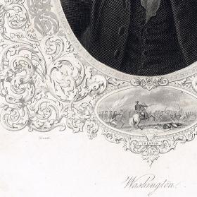 Президент Вашингтон. Гравированный портрет в орнаментальной рамке