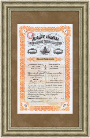 Золотодобыча, акция рудников East Rand Proprietary Mines, 1927 год