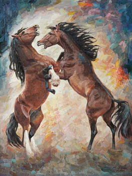 Боевой настрой соперников.  Авторская, современная живопись Боевой настрой соперников.  Авторская, современная живопись