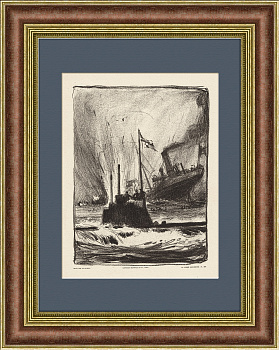 Бой на воде в Первую мировую войну. Французская литография