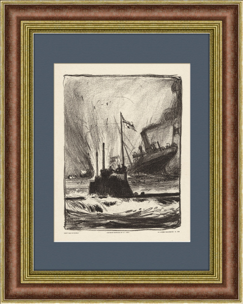 Бой на воде в Первую мировую войну. Французская литография