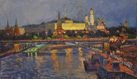 Ночная Москва.  Авторская, современная живопись