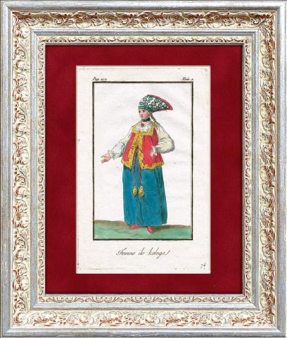 Русский женский костюм, редкая гравюра, 1780 г.