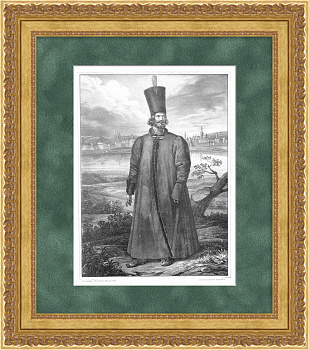 Знатный житель города Пскова, 17 век. Старинная гравюра