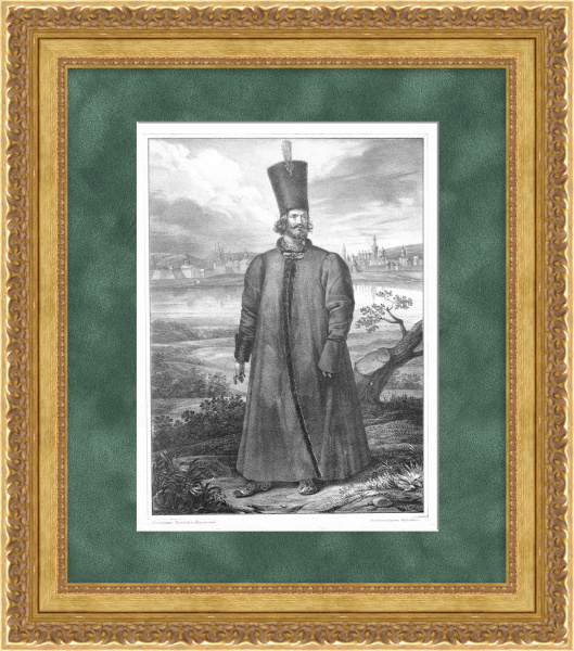 Знатный житель города Пскова, 17 век. Старинная гравюра