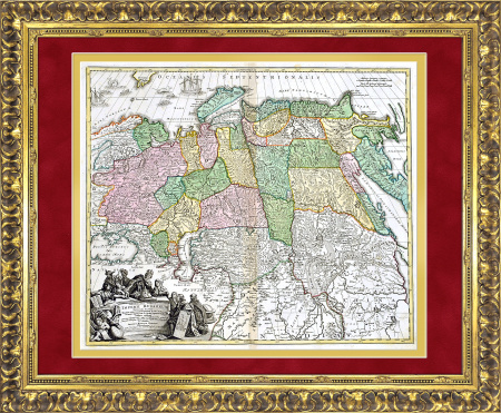 Российская империя, гравированная карта 1720 г., музейный уровень. Кабинетный формат