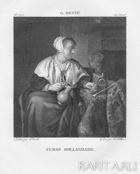 Габриэль Метсю, Голландская женщина. Редкая гравюра 19 века