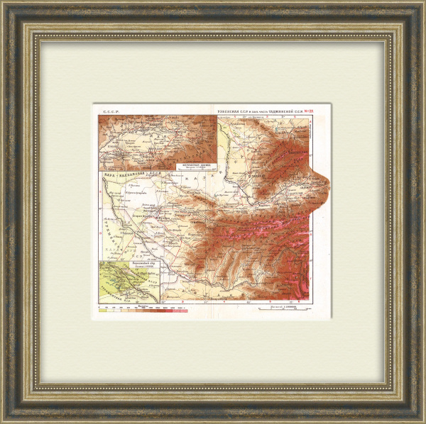 Средняя Азия и Ферганская долина. Антикварная карта 1934 года