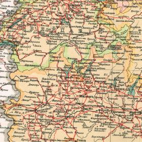 Железные дороги Центральной Европы: Германия, Швейцария, Австро-Венгрия, старинная карта