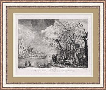 Зима, большая гравюра на меди 1739 года  Зима, большая гравюра на меди 1739 года