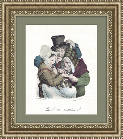 Уличная гадалка. Старинная литография 1824 года