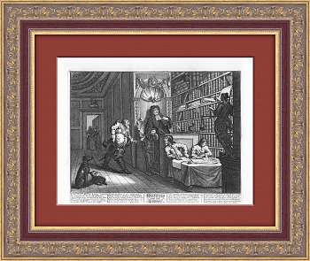 У юриста. Очень редкая гравюра Хогарта, 18 век У юриста. Очень редкая гравюра Хогарта, 18 век