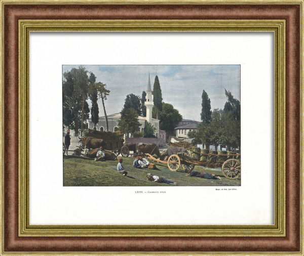 Отдых турецких извозчиков. Старинная, редкая фототипия